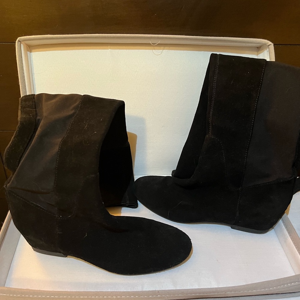 Nine West black suede knee length tall flat boots